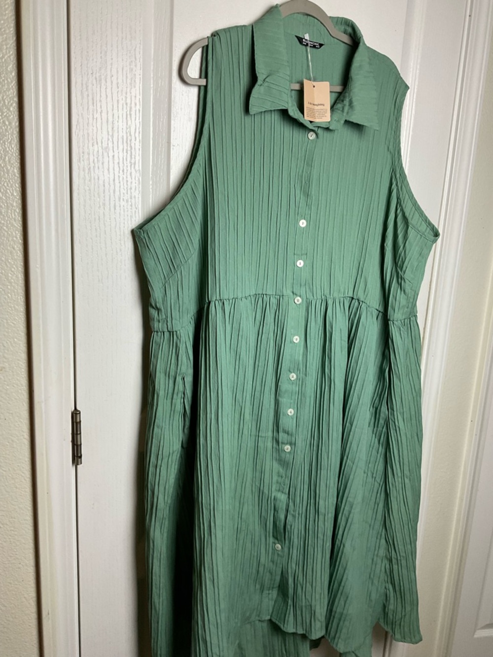 BloomChic Green Button Front Midi Dress Sleeveless Collared Plus Size 26 NWT - Picture 4 of 10